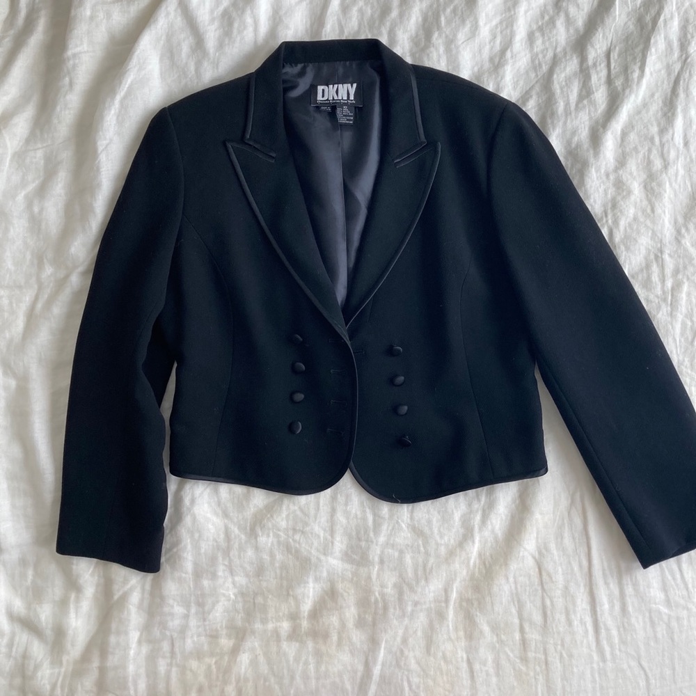 Vintage Donna Karen DKNY wool silk blazer tuxedo